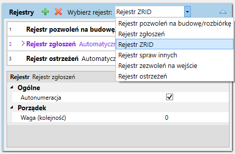 department register settings